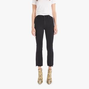 MOTHER The insider crop step fray jeans in black